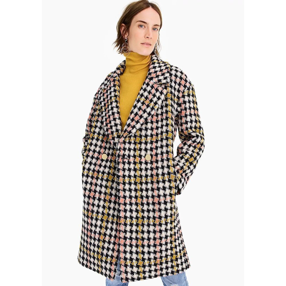 J. CREW COLLECTION Lurex‎ Tweed Oversized Coat Wool Alpaca Polyester Size 2